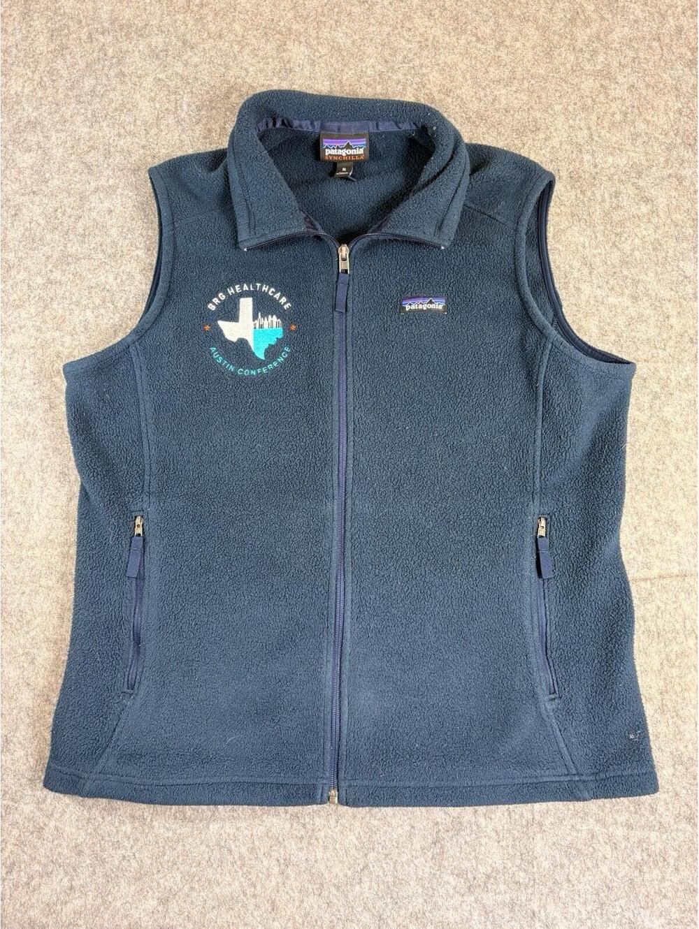 Patagonia Synchilla Fleece Vest Womens Size XL Blue Zipped Pockets